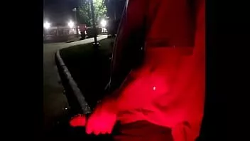 Play Standing on the road in front of an x-rated porn shop masturbating in public